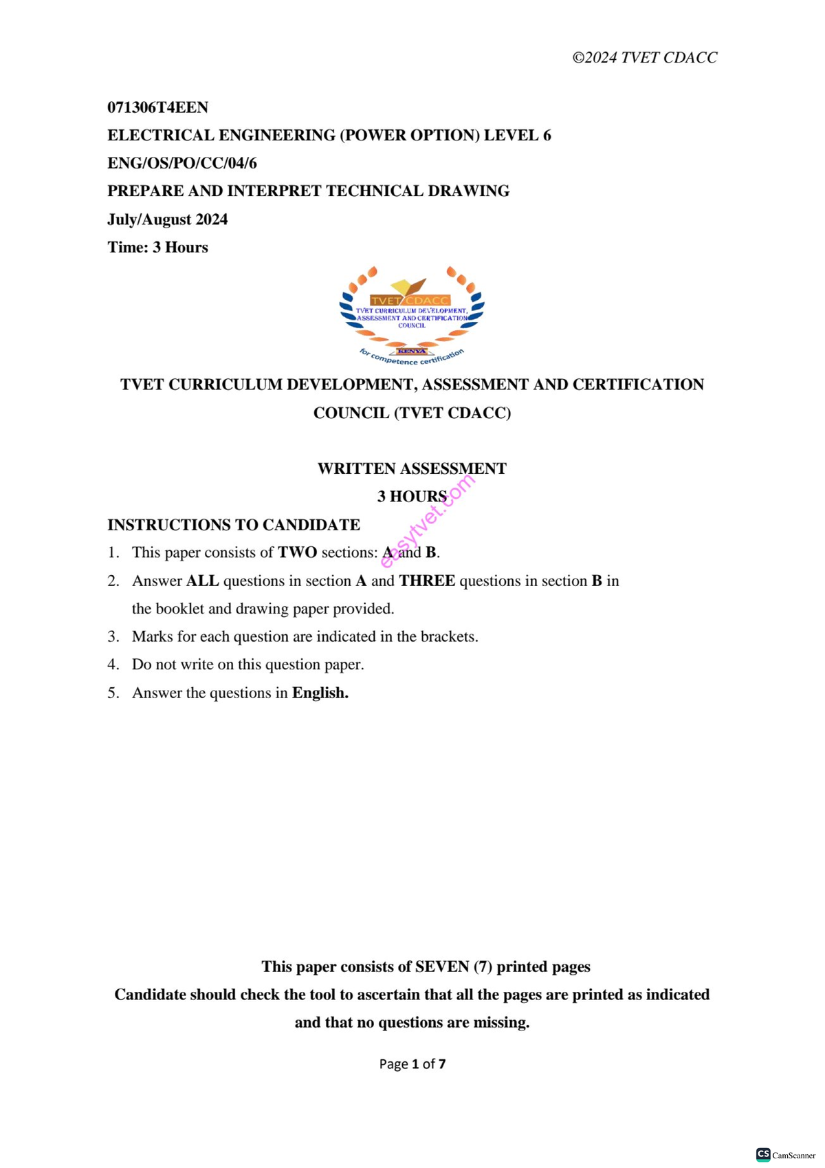 Prepare & Interpret Technical Drawings for CDACC Assessment - July 2024 ...