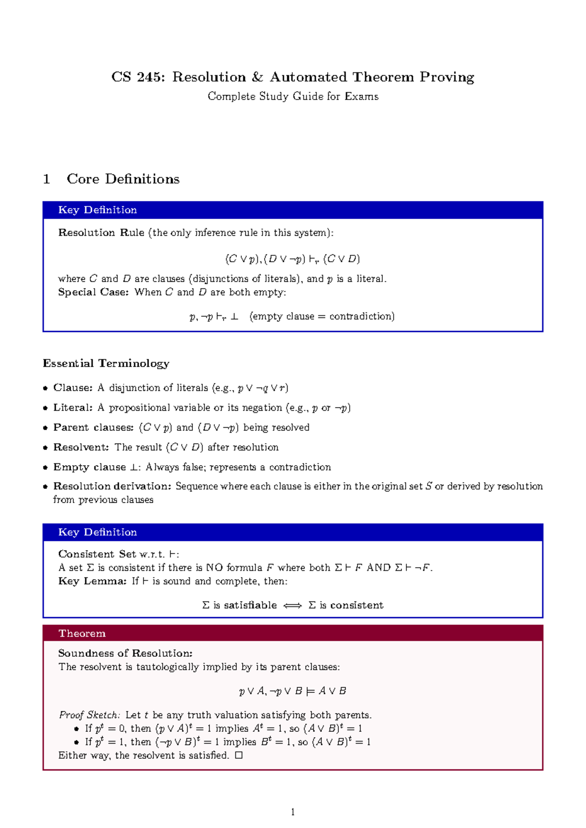 CS 245: Comprehensive Study Guide for Resolution Theorem Proving - Studocu