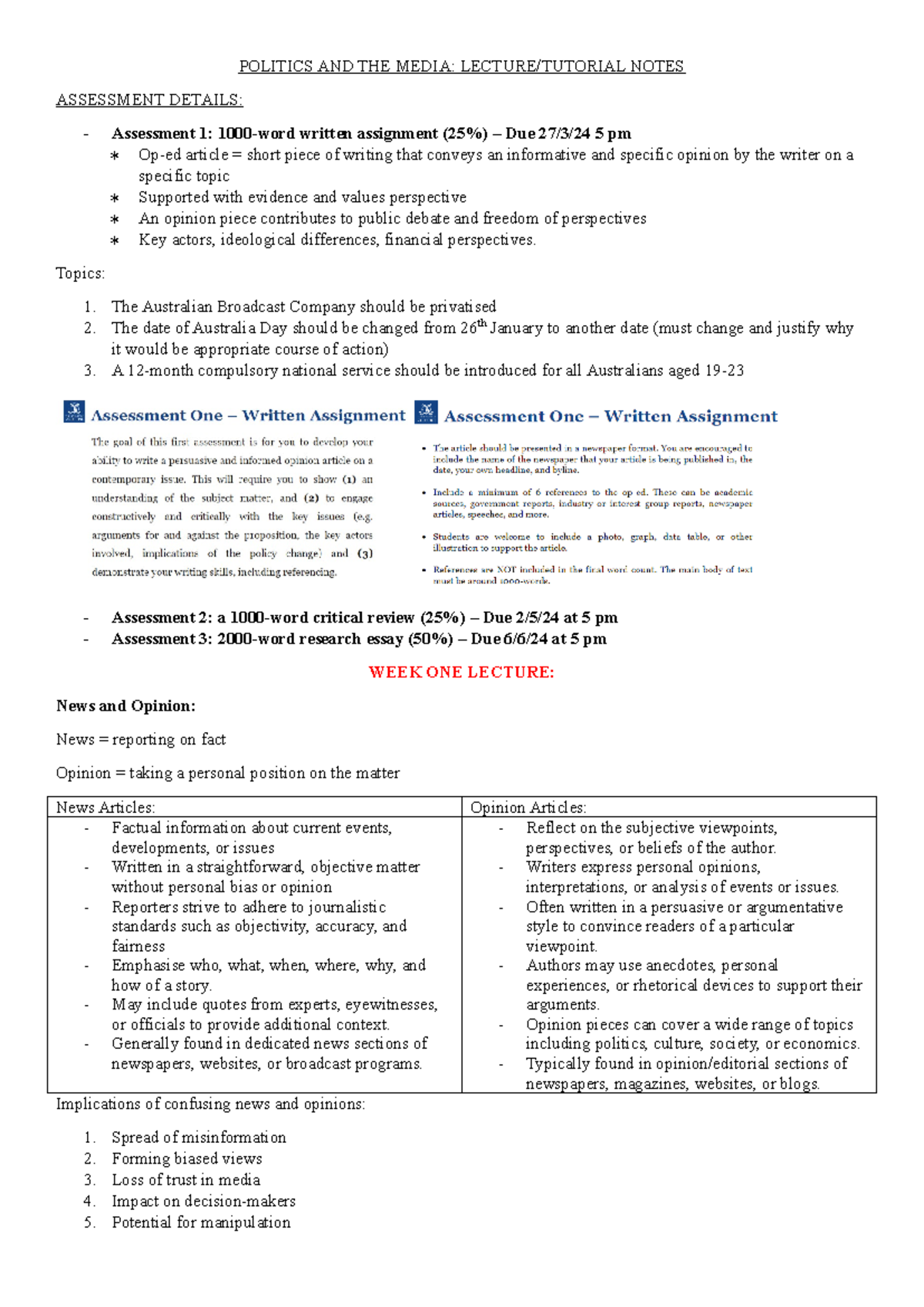 POL302: Politics and Media - Comprehensive Lecture Notes - Studocu