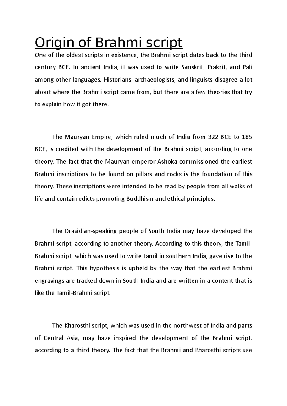 The Evolution and Influence of the Brahmi Script in Ancient India - Studocu