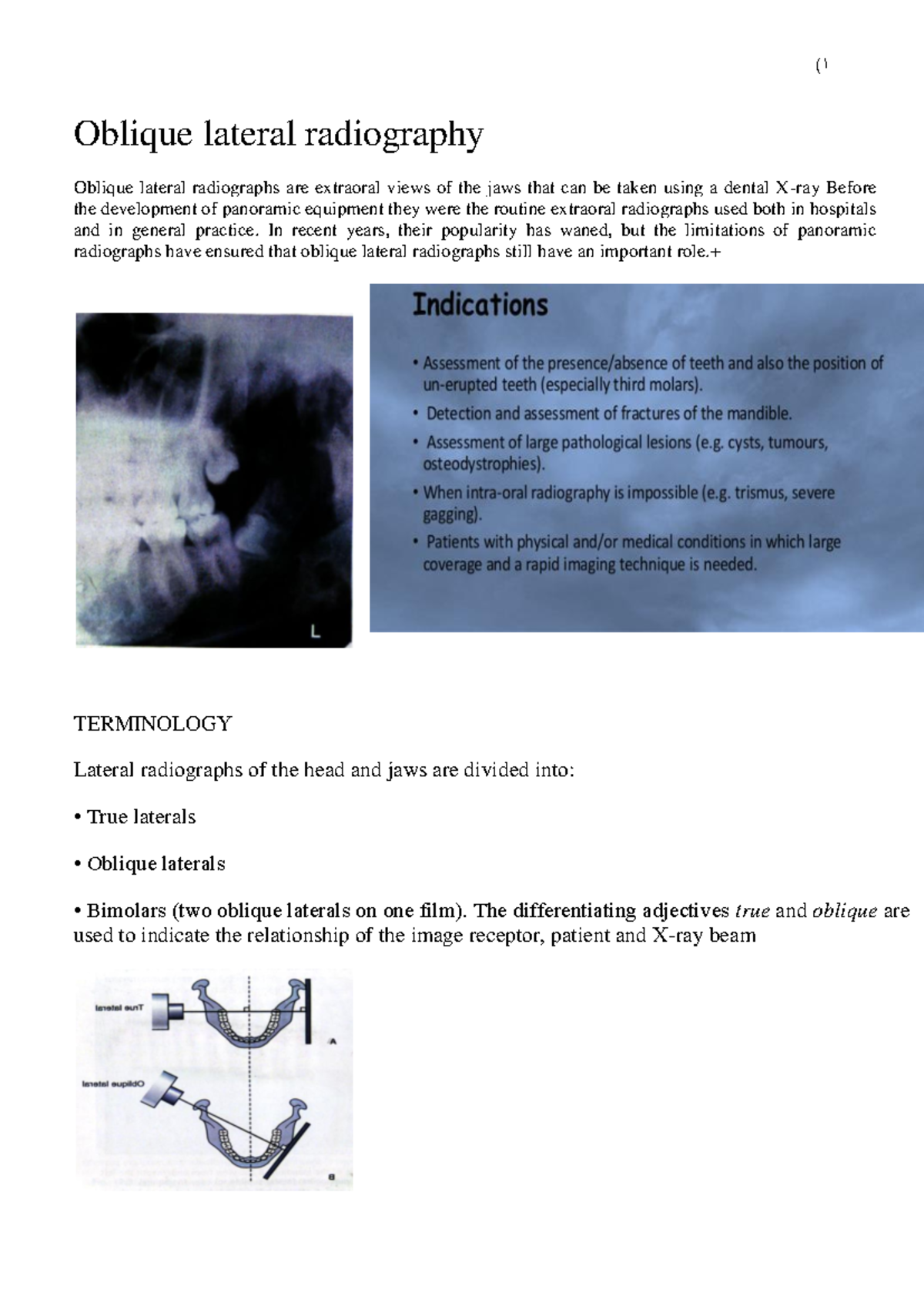 Oblique Lateral Radiograph