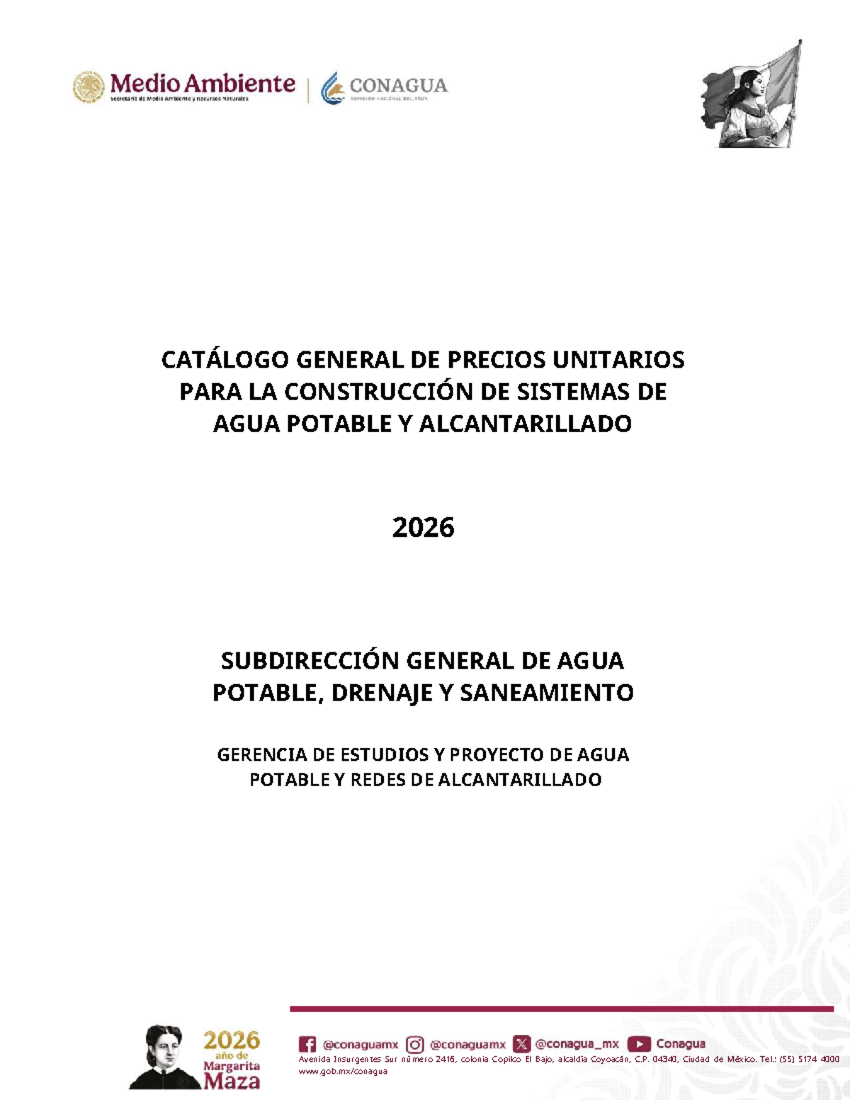 Catálogo General de Precios Unitarios para Agua Potable y Alcantarillado 2026 - Document Preview