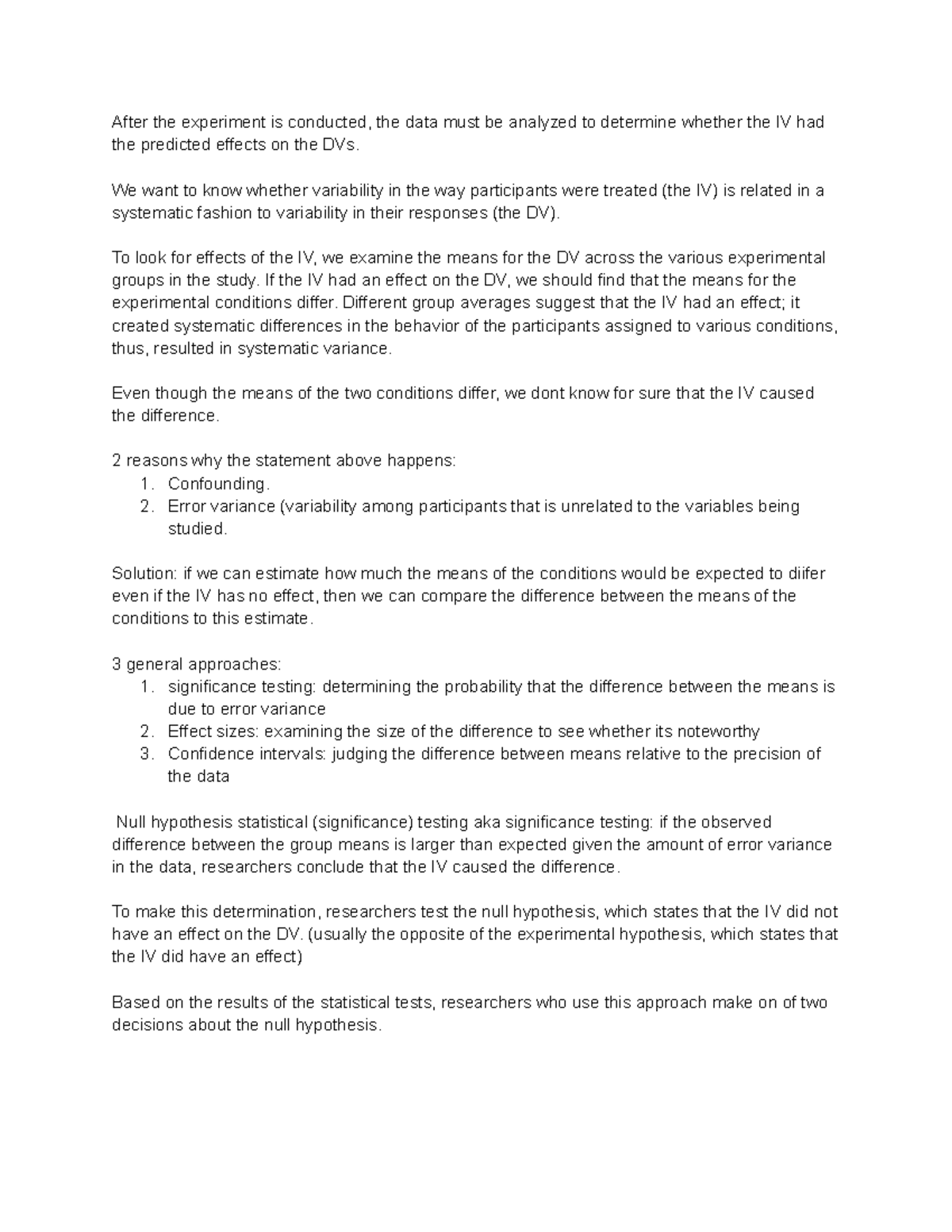 Chapter 11 notes - Textbook used: Goodwin, C. J. (2013). Research in ...