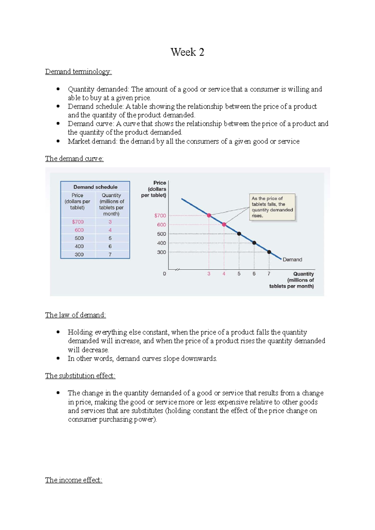 Week 2 EP - Demand and Supply Terminology Notes for Principles of ...