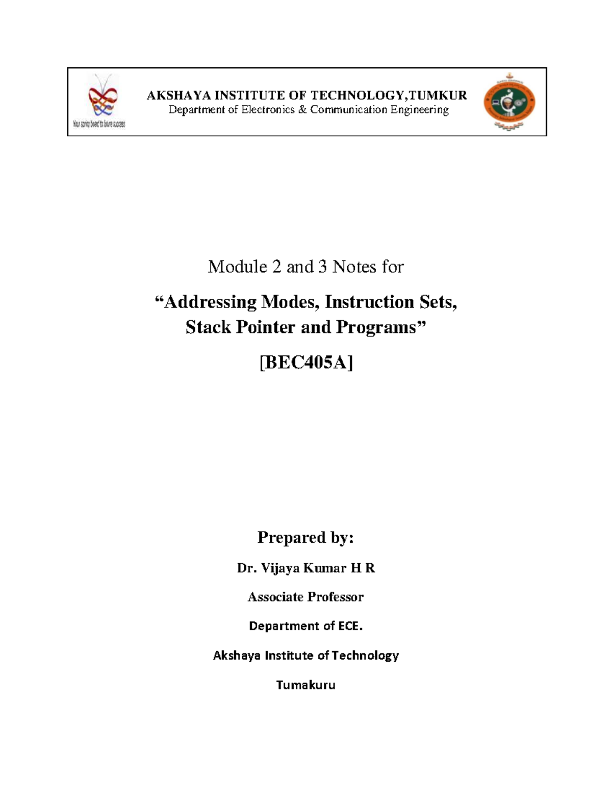BEC405A Module 2 & 3 Notes: Modes, Instruction Sets, Stack Pointer ...