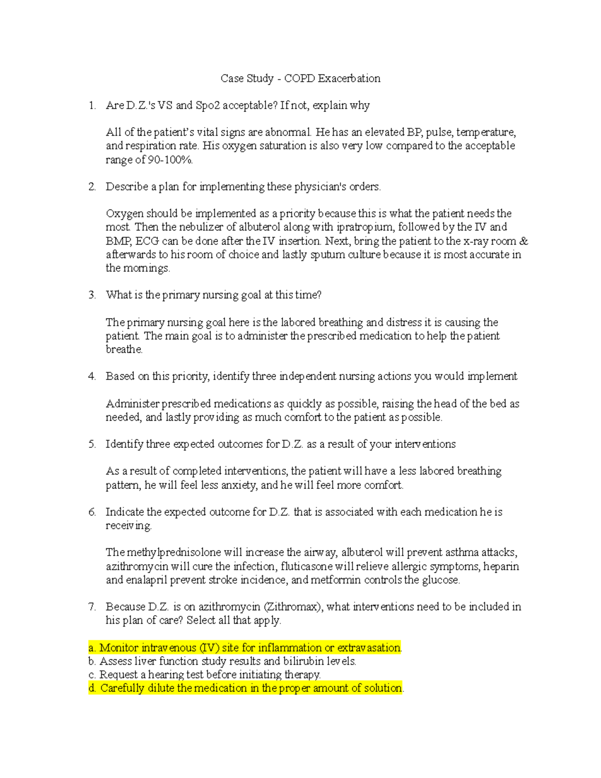 Case Study - Managing COPD Exacerbation: Nursing Interventions ...