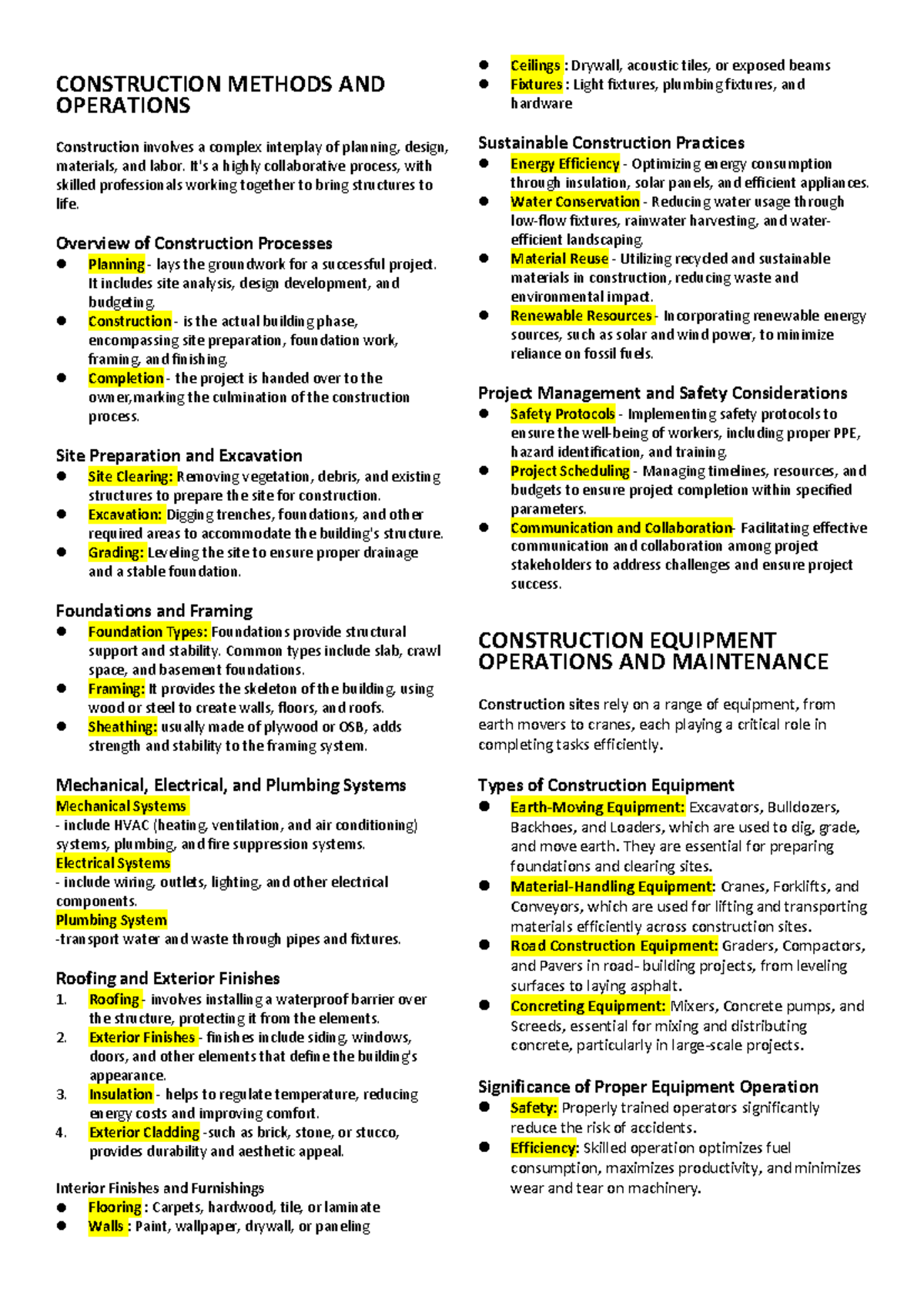CMPM Reviewer - CONSTRUCTION METHODS AND OPERATIONS Construction ...
