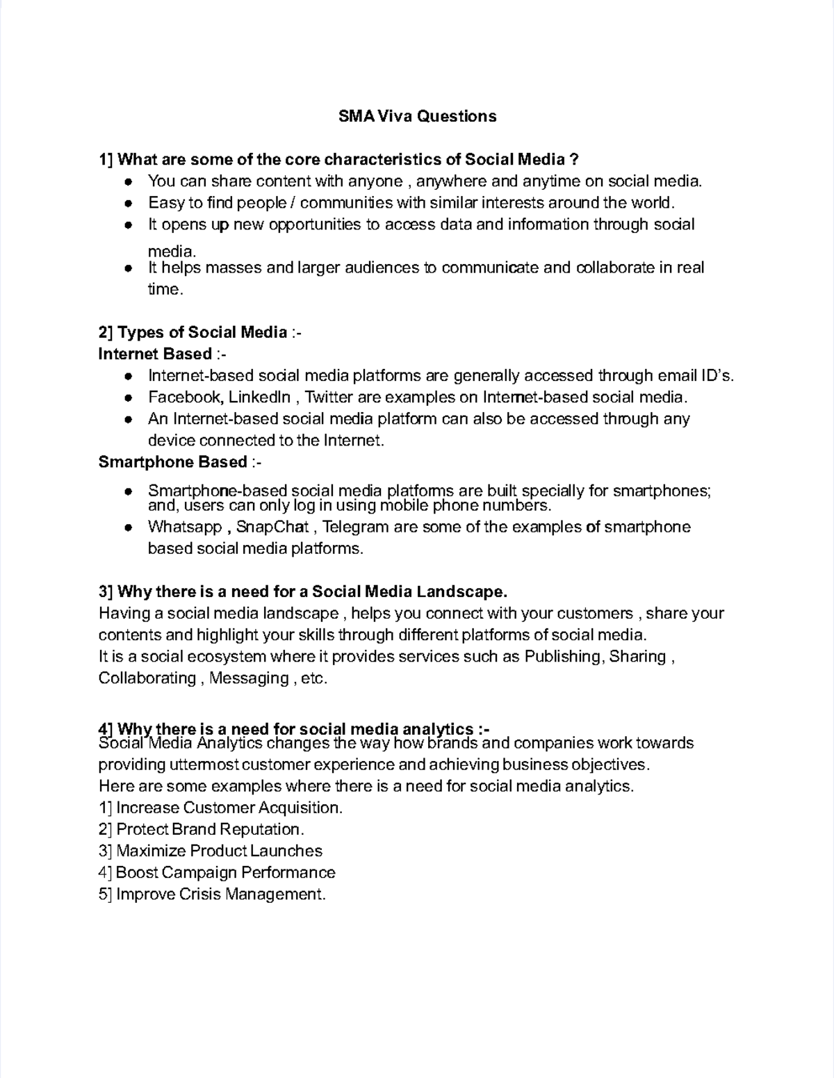 SMA Viva Questions and Insights on Social Media Dynamics - Studocu