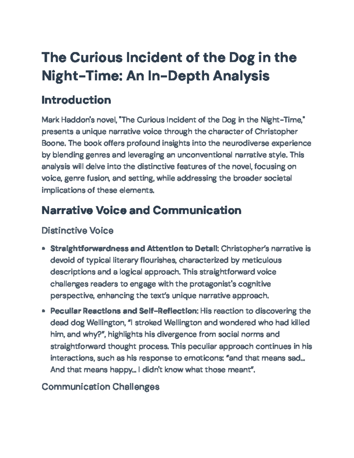 The Curious Incident of the Dog in the NightTime Themes