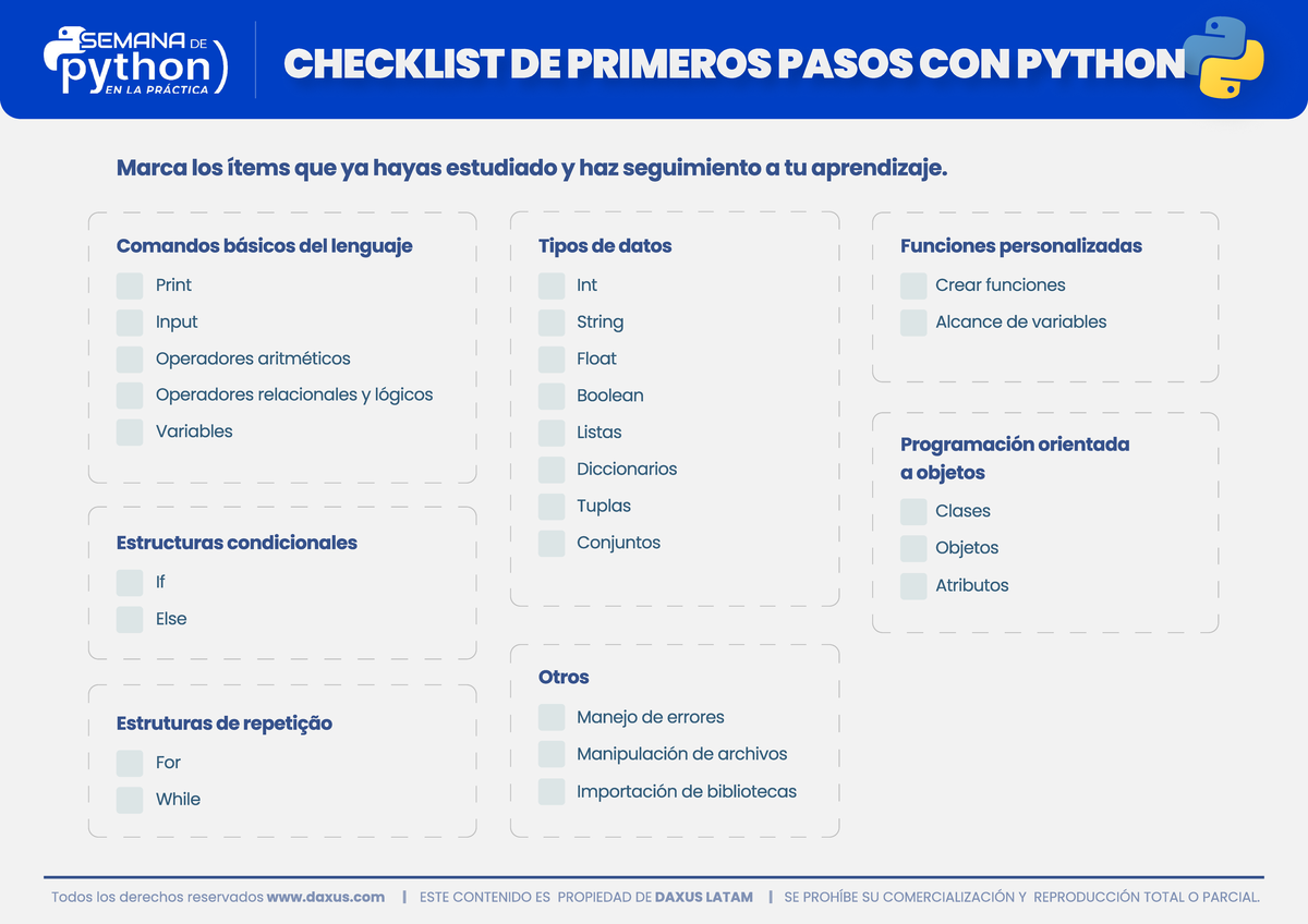 01 - Checklist Primeiros Passos com Python - Daxus Latam - Programacion ...
