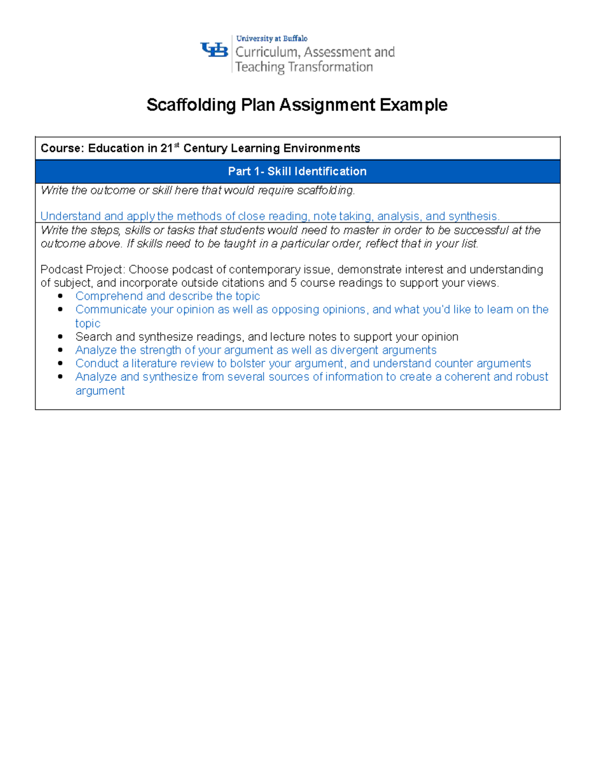 Activity - Scaffolding Plan Example for Ed 21st Century Learning - Studocu