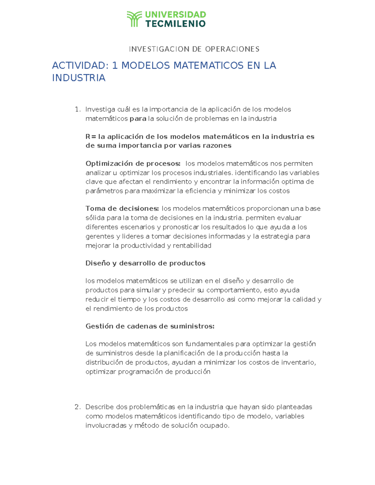 Modelos Matemáticos en la Industria: Importancia y Aplicaciones GP-101 ...