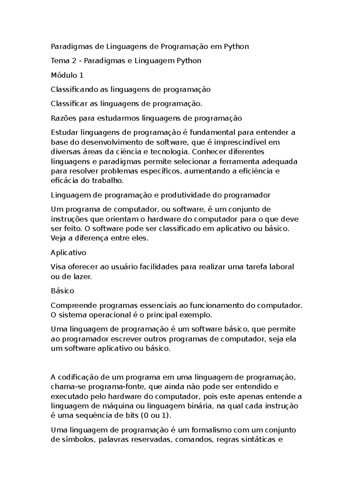 Paradigmas e Classificação das Linguagens de Programação em Python ...