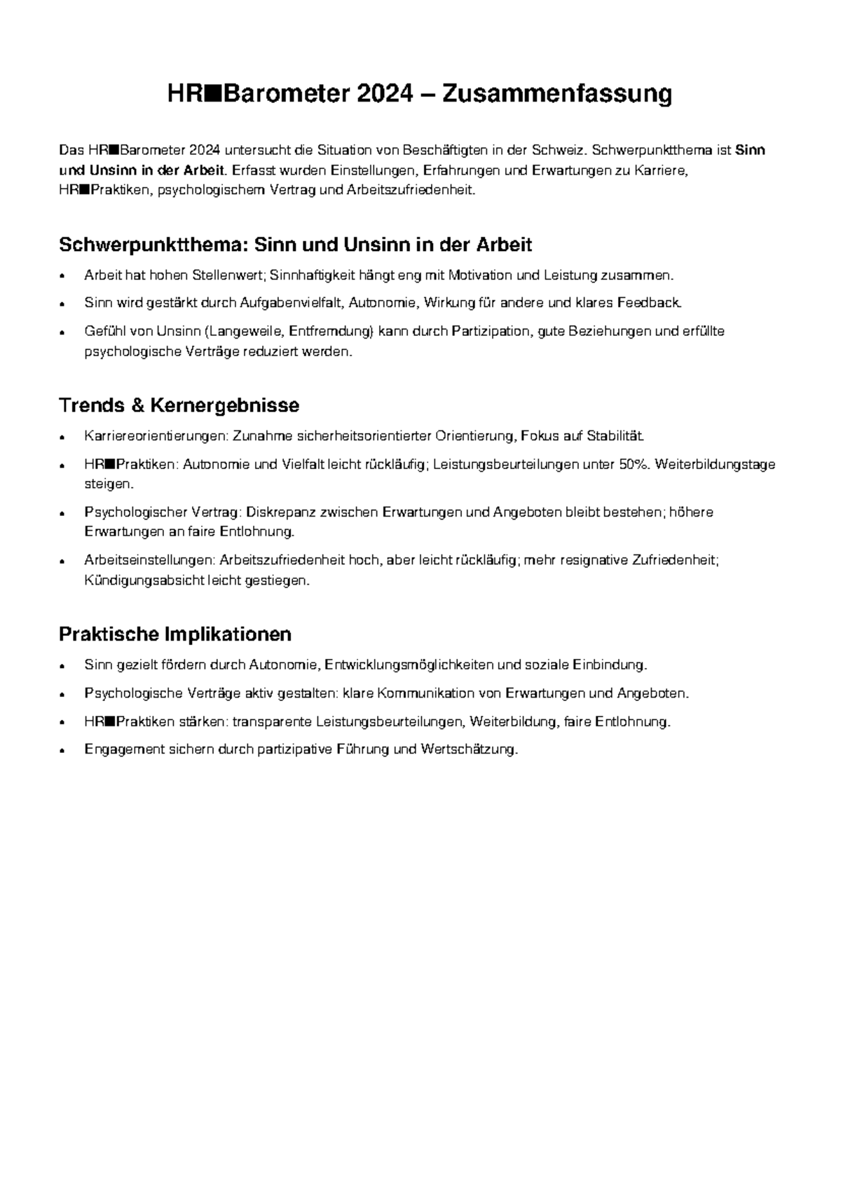 HR Barometer 2024: Zusammenfassung der Beschäftigten-Situation in der ...
