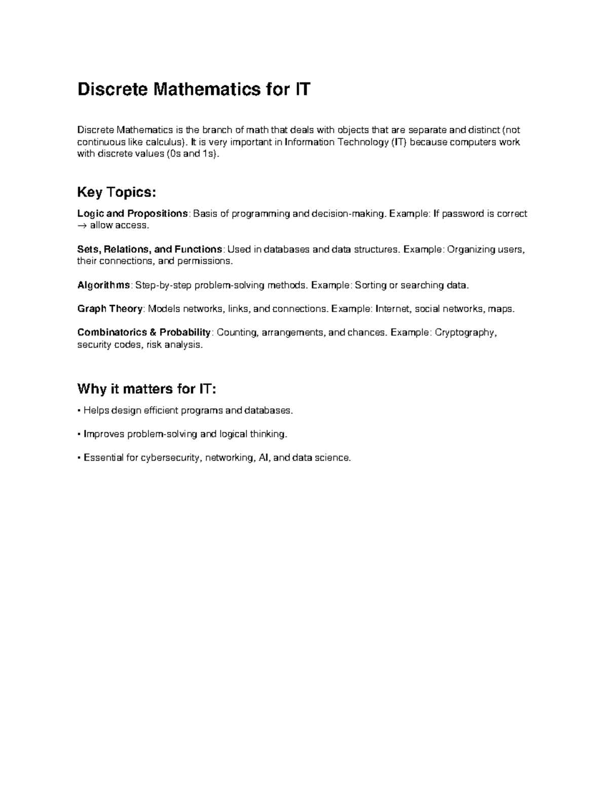 Discrete Mathematics for IT: Key Concepts and Applications - Studocu