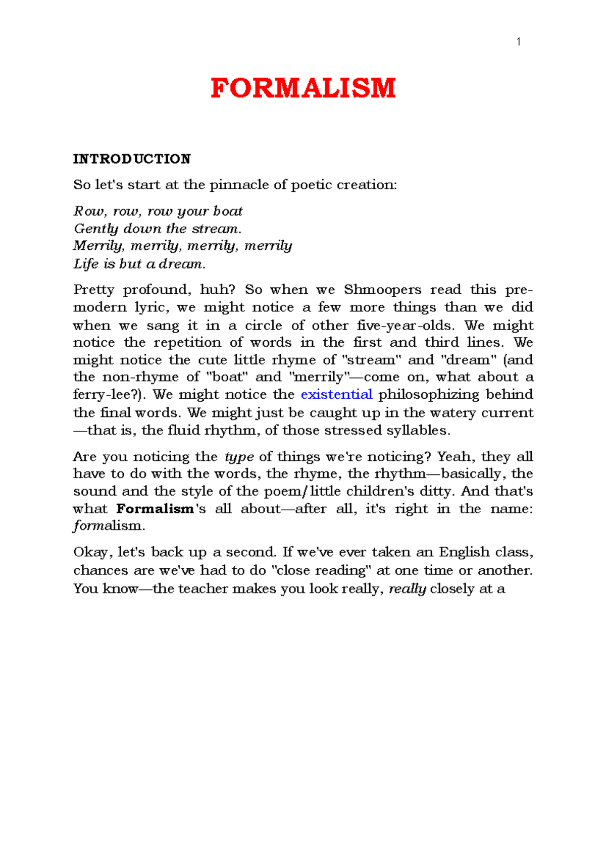 Formalism: An Introduction to Literary Criticism and Key Concepts - Studocu