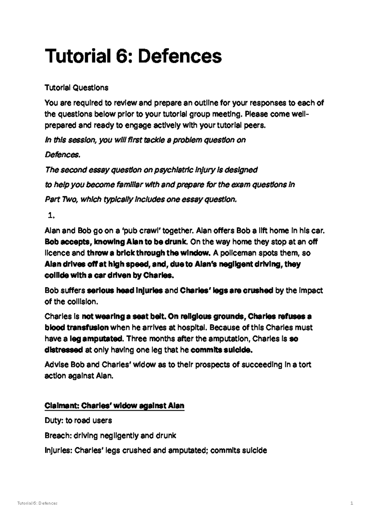 T6: Defences Tutorial Questions and Outline Preparation - Studocu