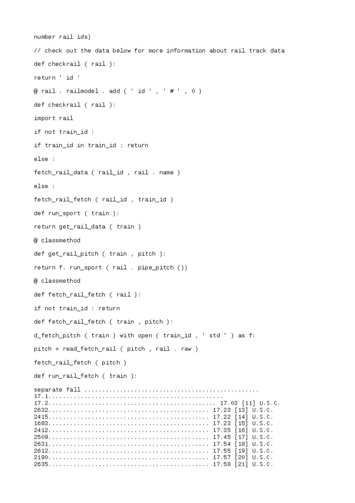 ANT203 info 7 - Possible - number rail ids) // check out the data below ...