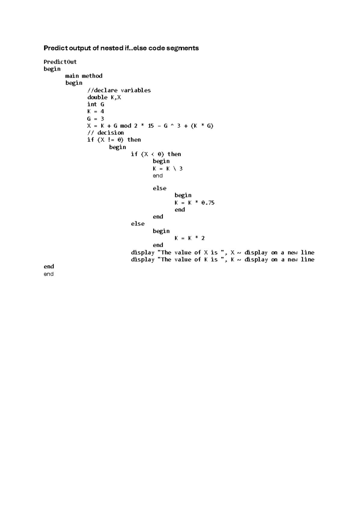 Nested if..else Java programs and solutions for PPA TRO exercises - Studocu