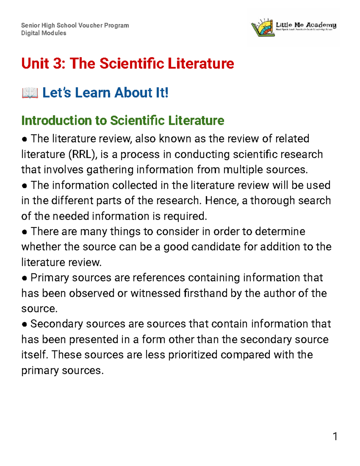 G12 S1 STEM Capstone Unit 3: Understanding Scientific Literature - Studocu