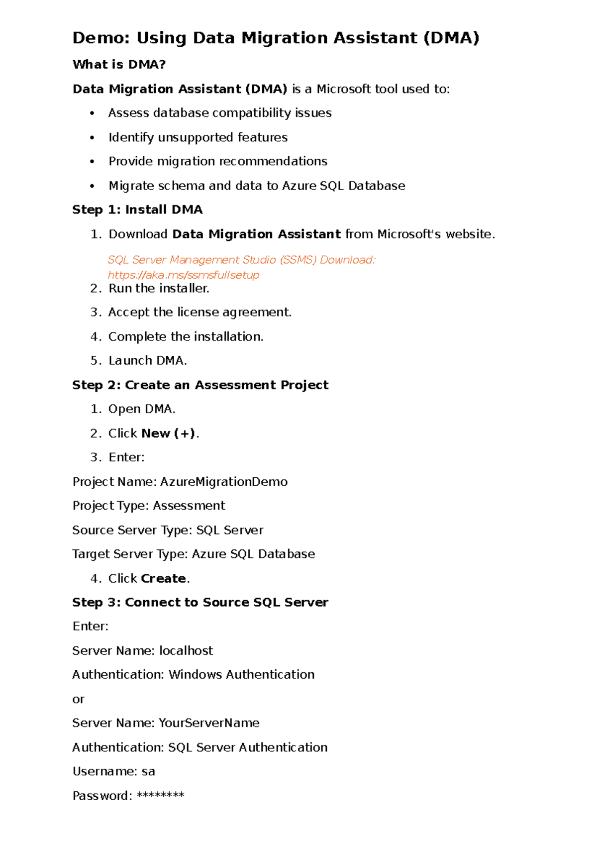 Demo: Data Migration Assistant (DMA) for Azure SQL Migration - Studocu