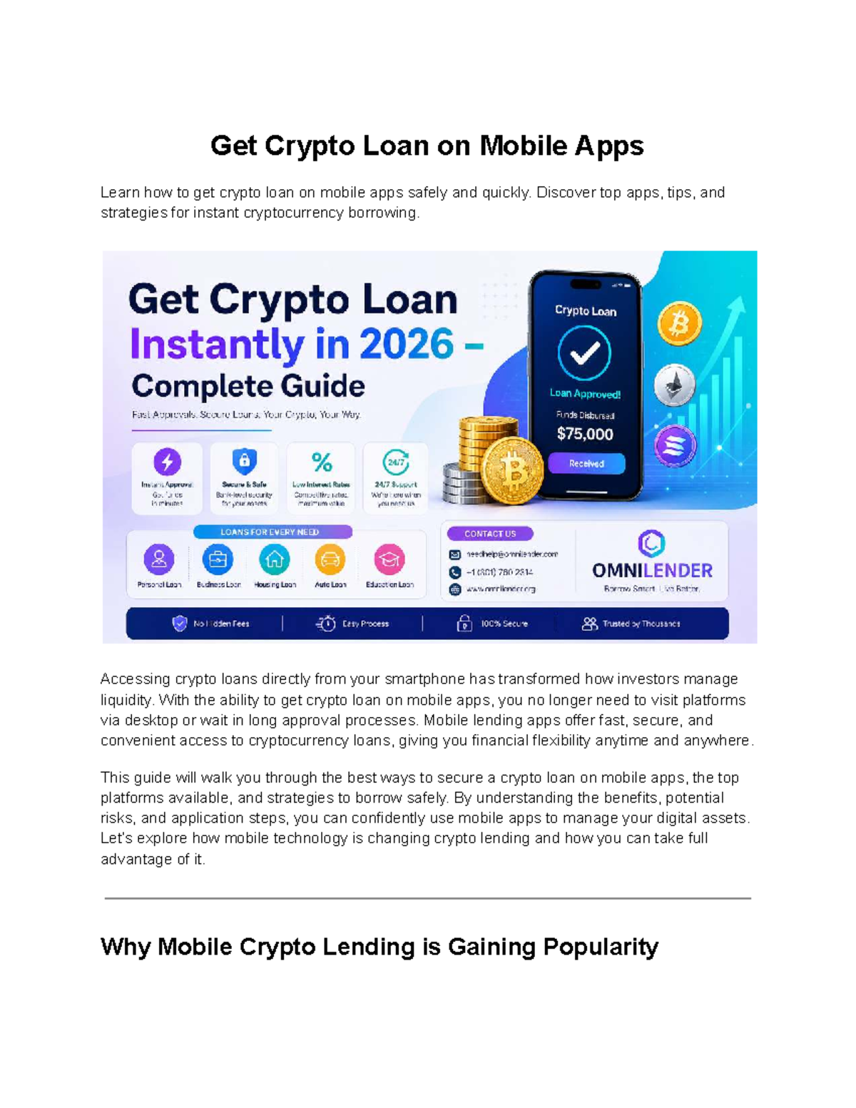 Crypto Loan Guide: Safe & Fast Mobile App Strategies - Studocu