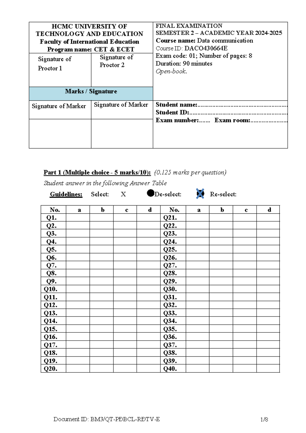 Datacom Final Exam DACO430664E - Semester 2 Review - Studocu