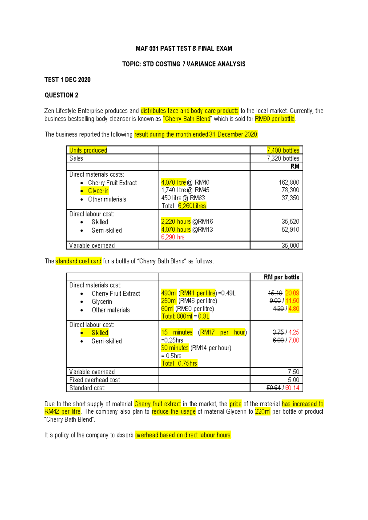 MAF 551 PAST TEST & Final Assessment 17 - Management Accounting - UiTM ...