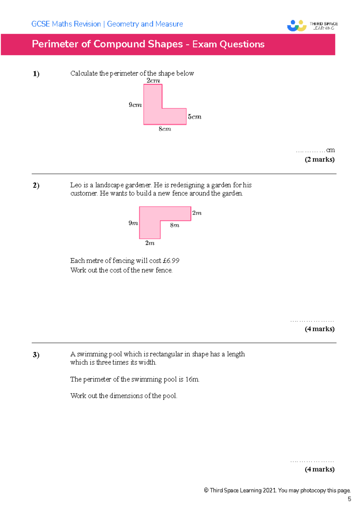 GCSE Maths Revision: Geometry & Measure - Perimeter Exam Qs - Studocu