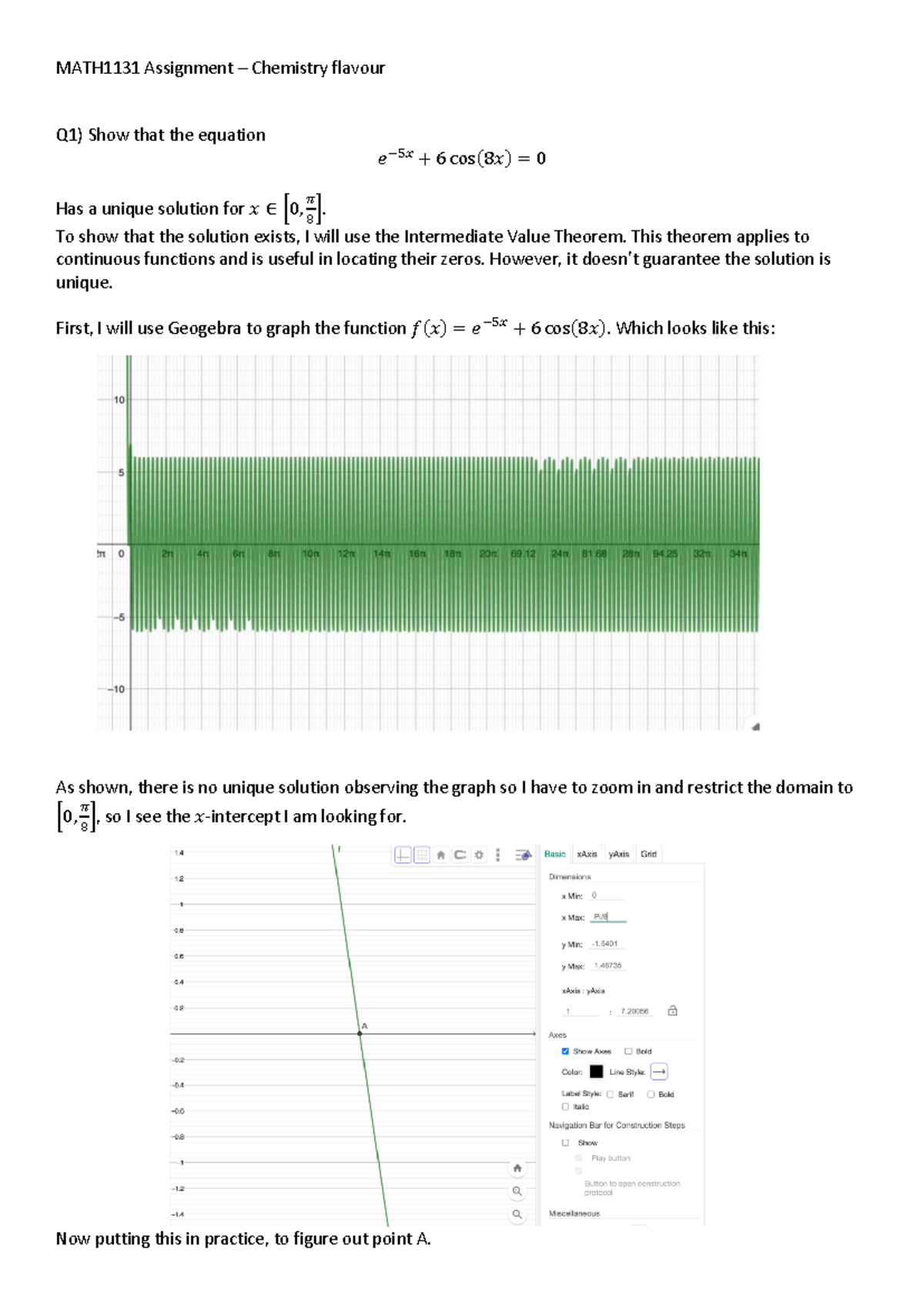 MATH1131 Assignment Chemistry Flavour - MATH1131 - UNSW Sydney - Studocu