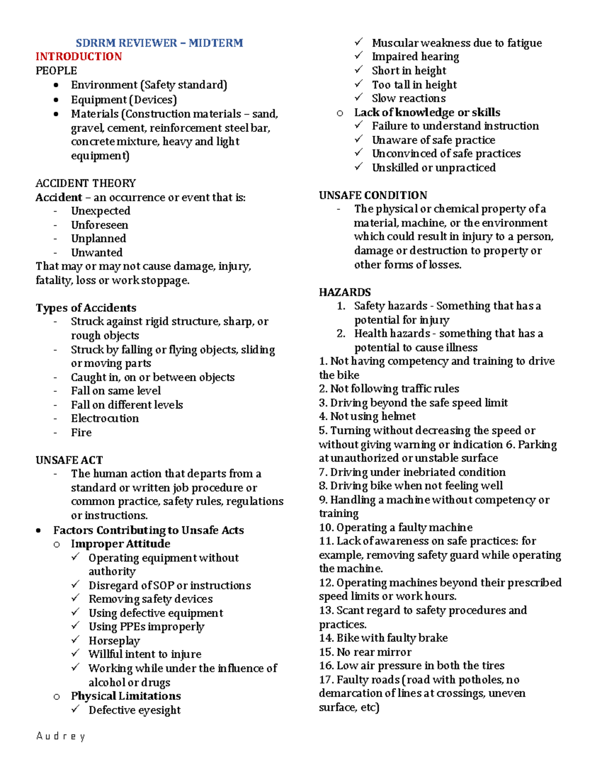 SDRRM Midterm Reviewer - Key Concepts and Safety Protocols - Studocu