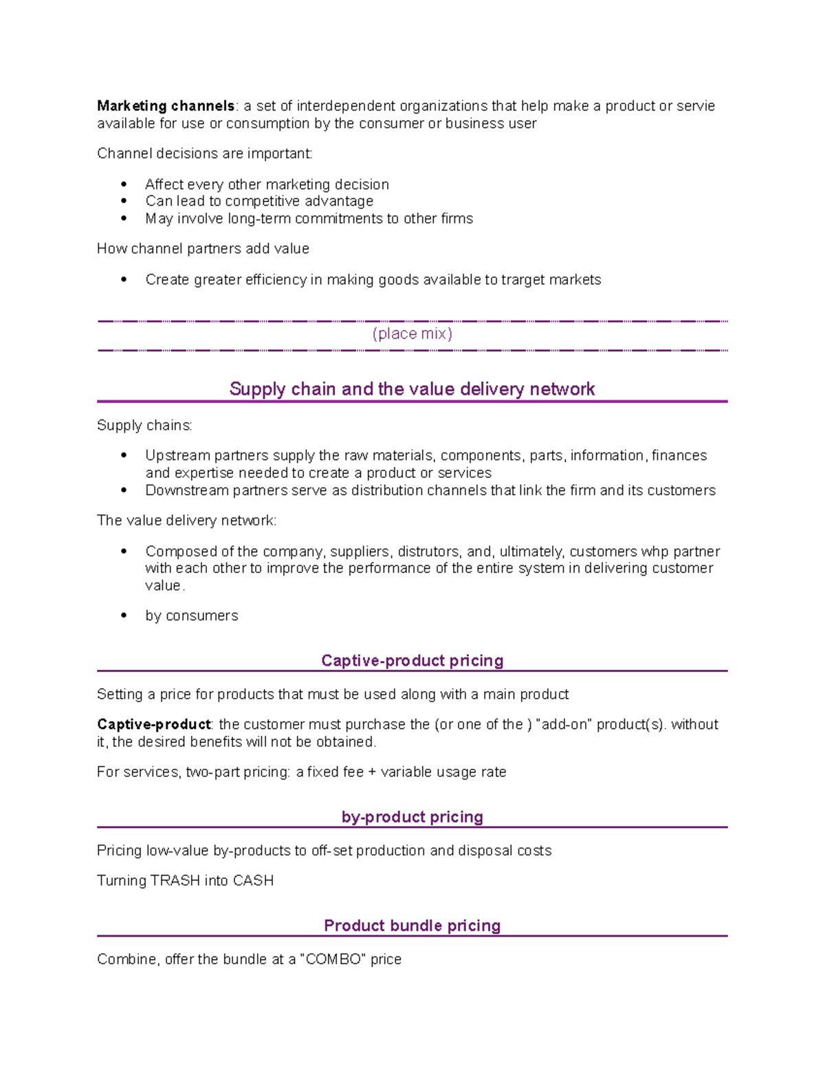 Marketing Notes: Chapter 9 - Marketing Channels and Pricing Strategies ...