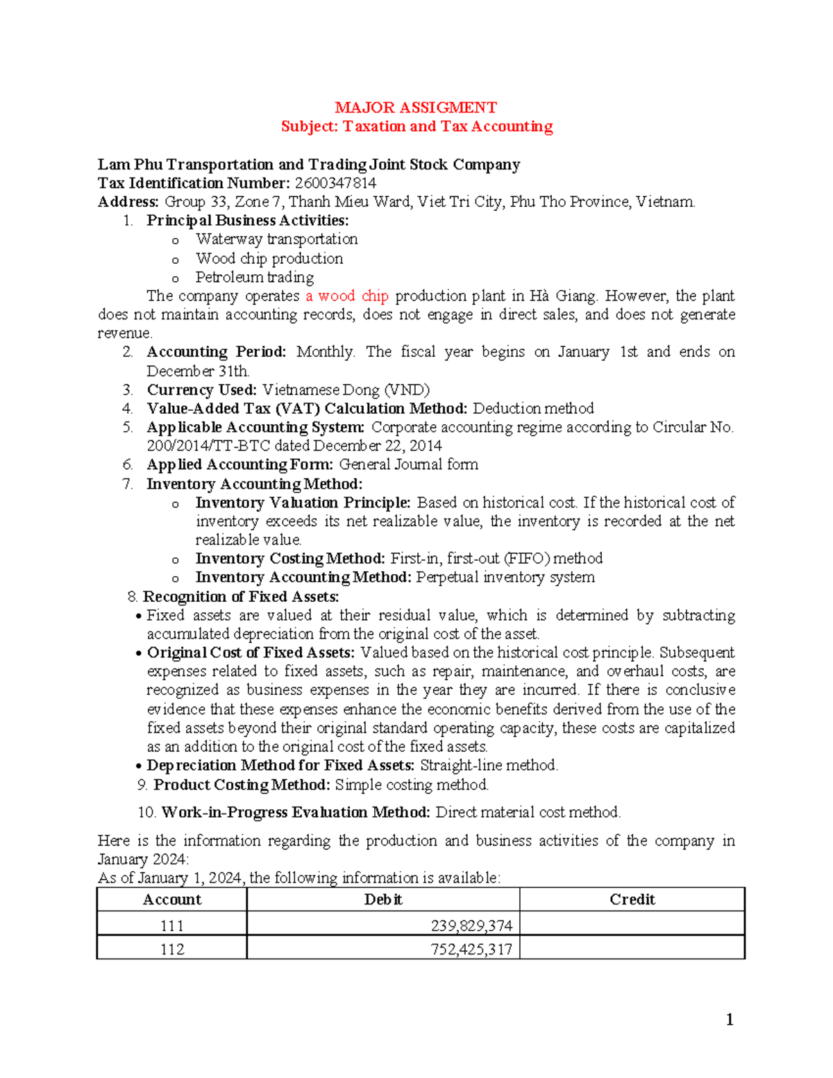 MAJOR ASSIGNMENT: Taxation & Tax Accounting Update 2025 - Studocu