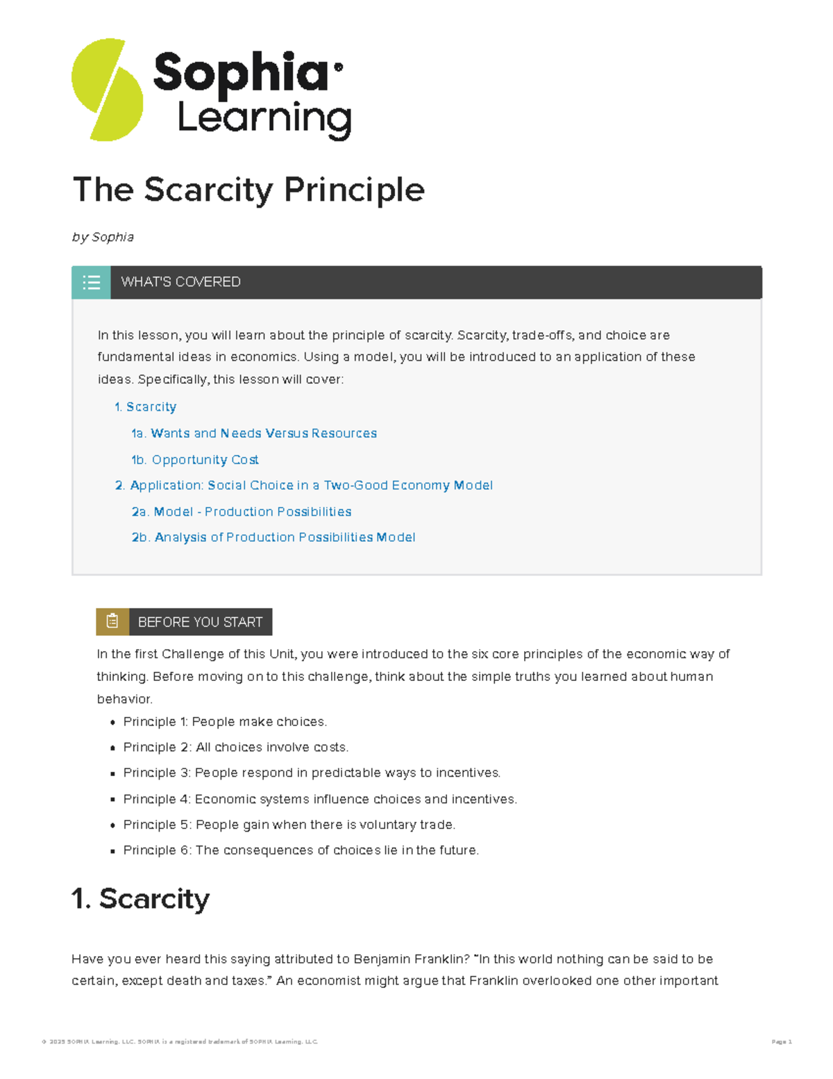Lesson on Scarcity Principle in Economics - Studocu