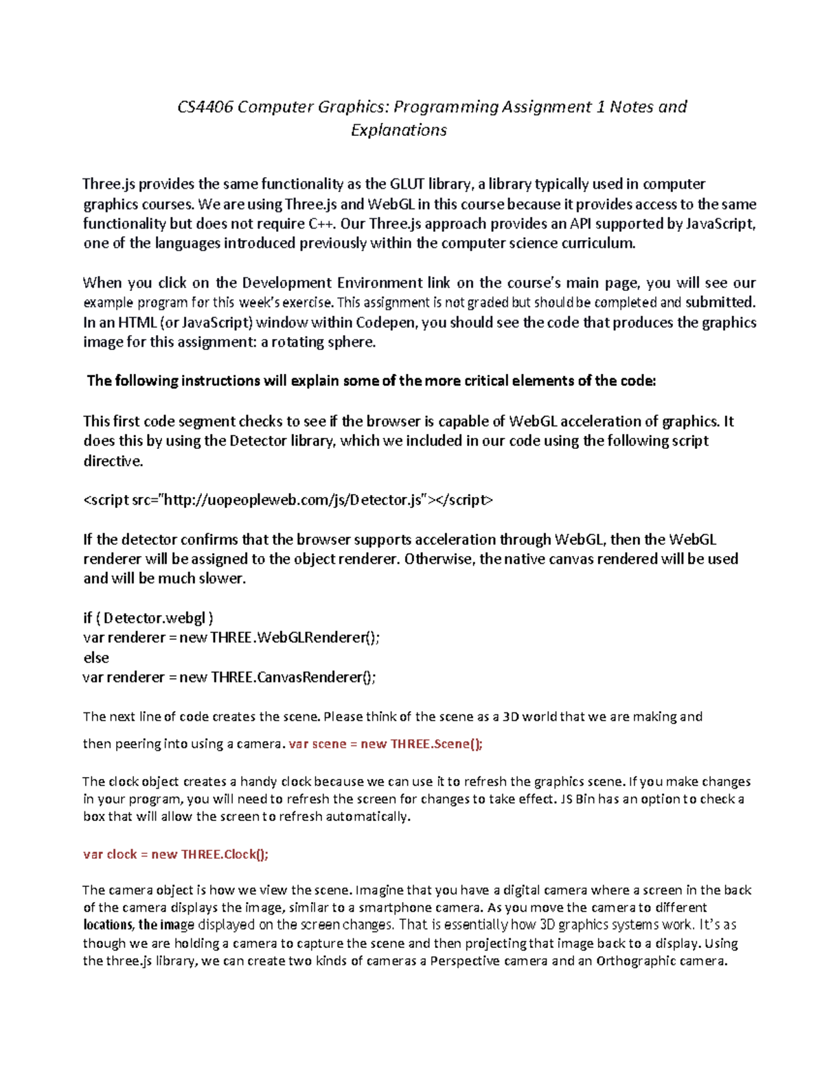 CS4406 Computer Graphics: Programming Assignment 1 - Three.js Notes ...