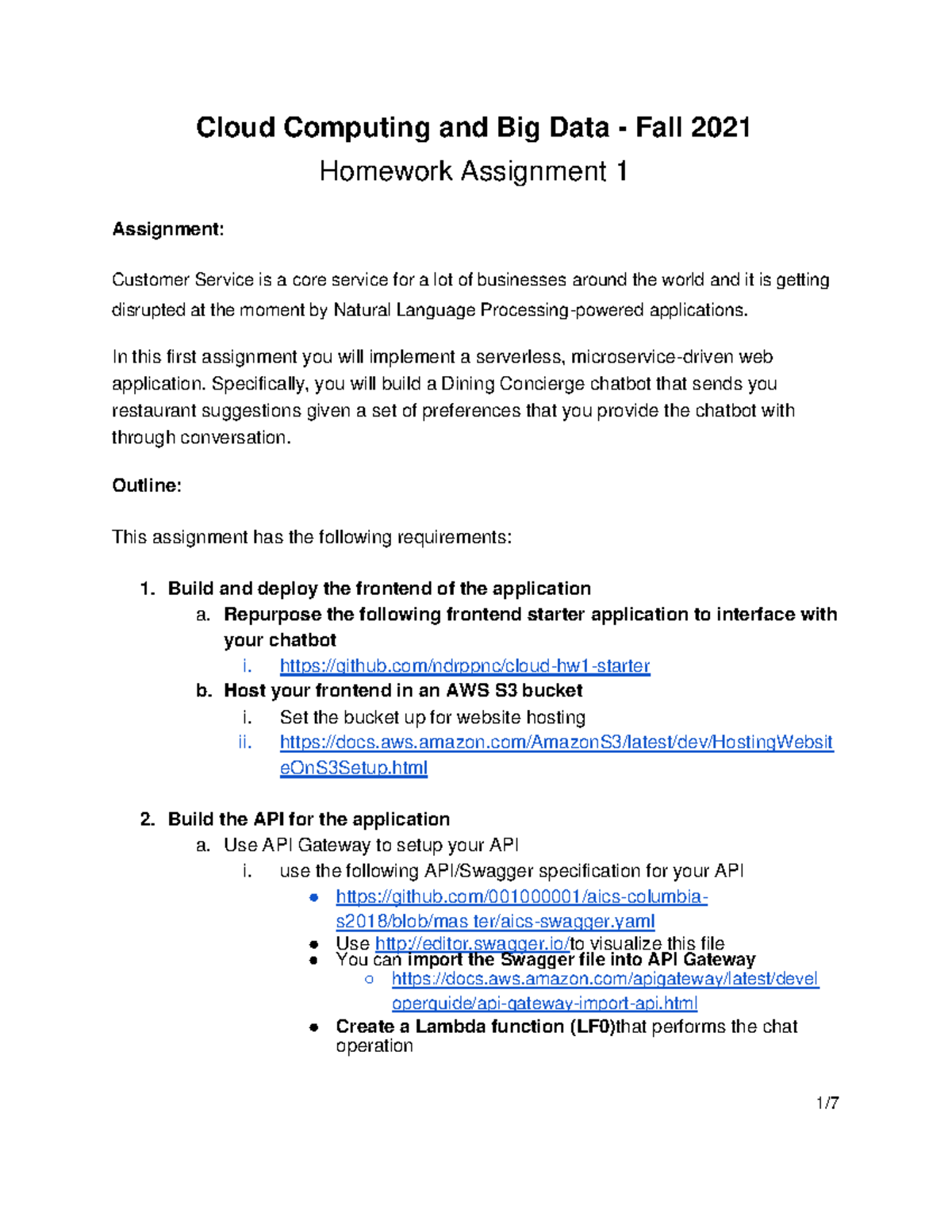 Assignment 1 - In this first assignment you will implement a serverless ...