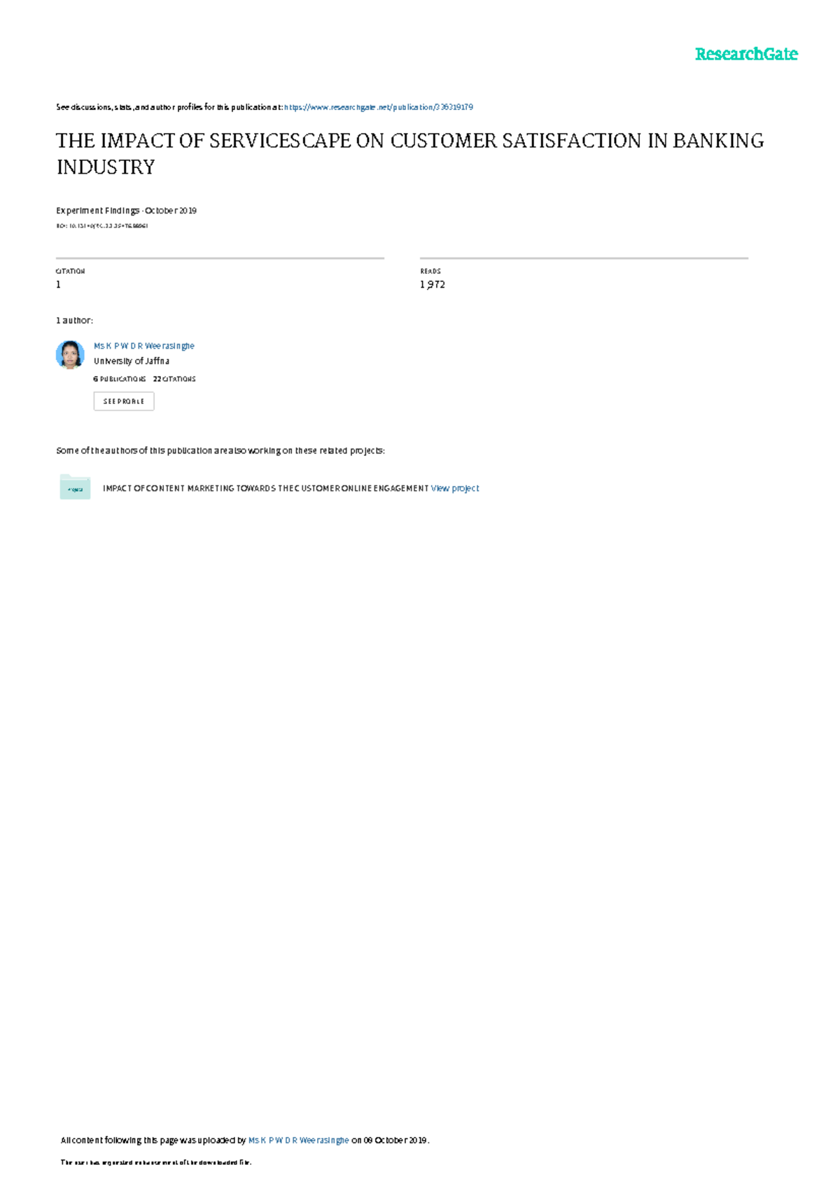 THE Impact OF Servicescape ON Customer S - See discussions, stats, and ...