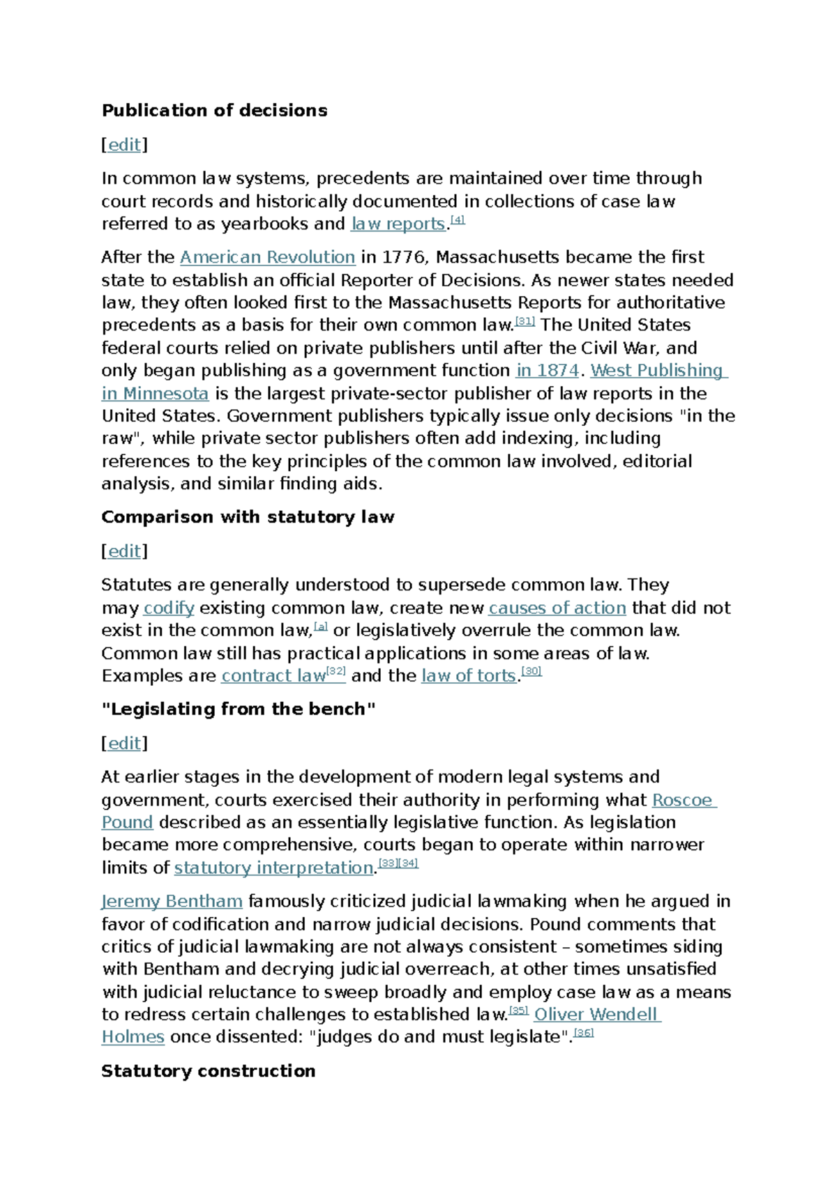 Common Law Precedents and Statutory Law: A Historical Overview - Studocu