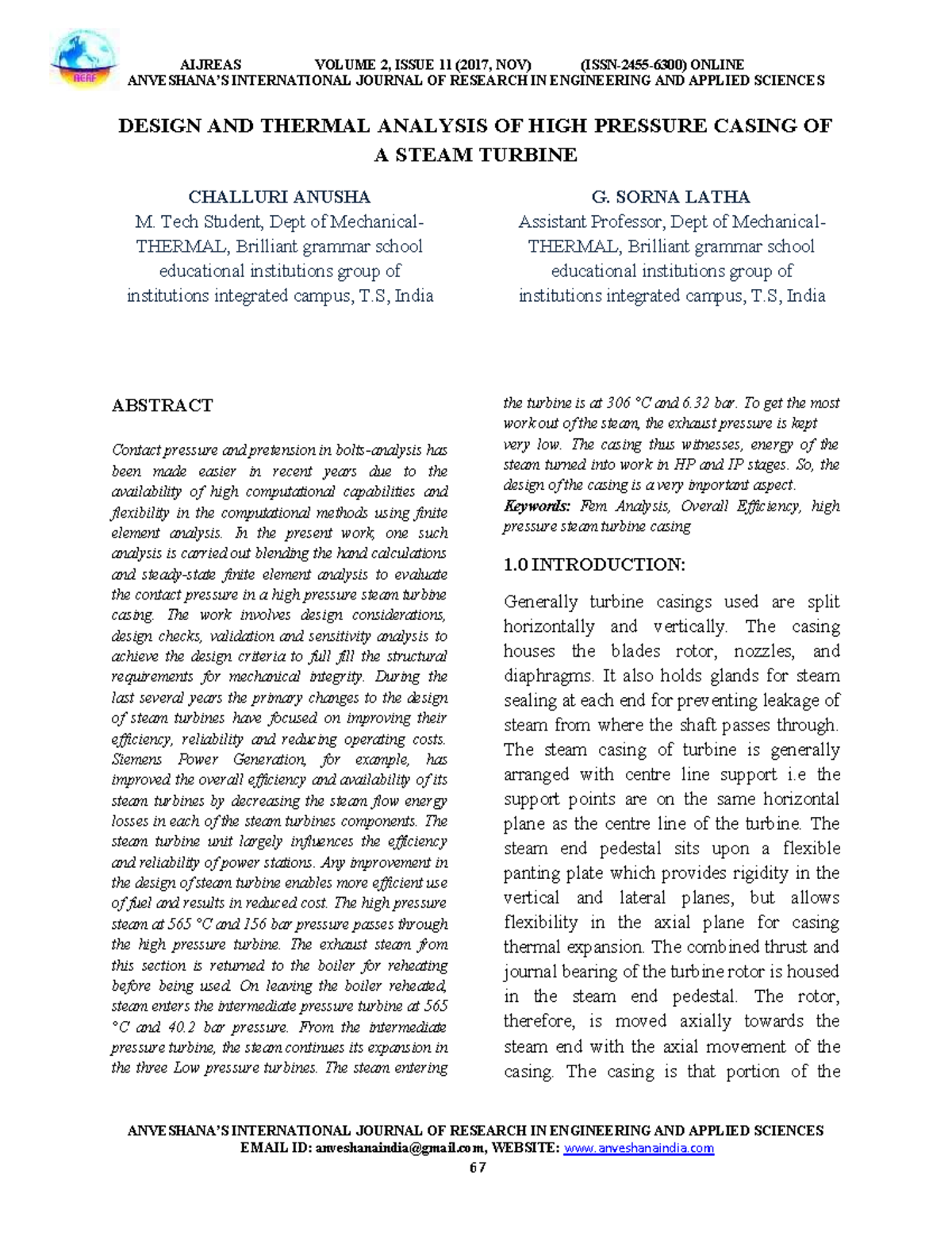 Design AND Thermal Analysis OF HIGH Pressure Casing OF A Steam Turbine ...