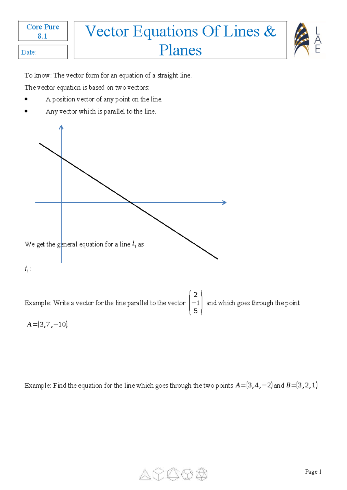 CP08.01 Vector Equations of Lines and Planes Explained - Studocu