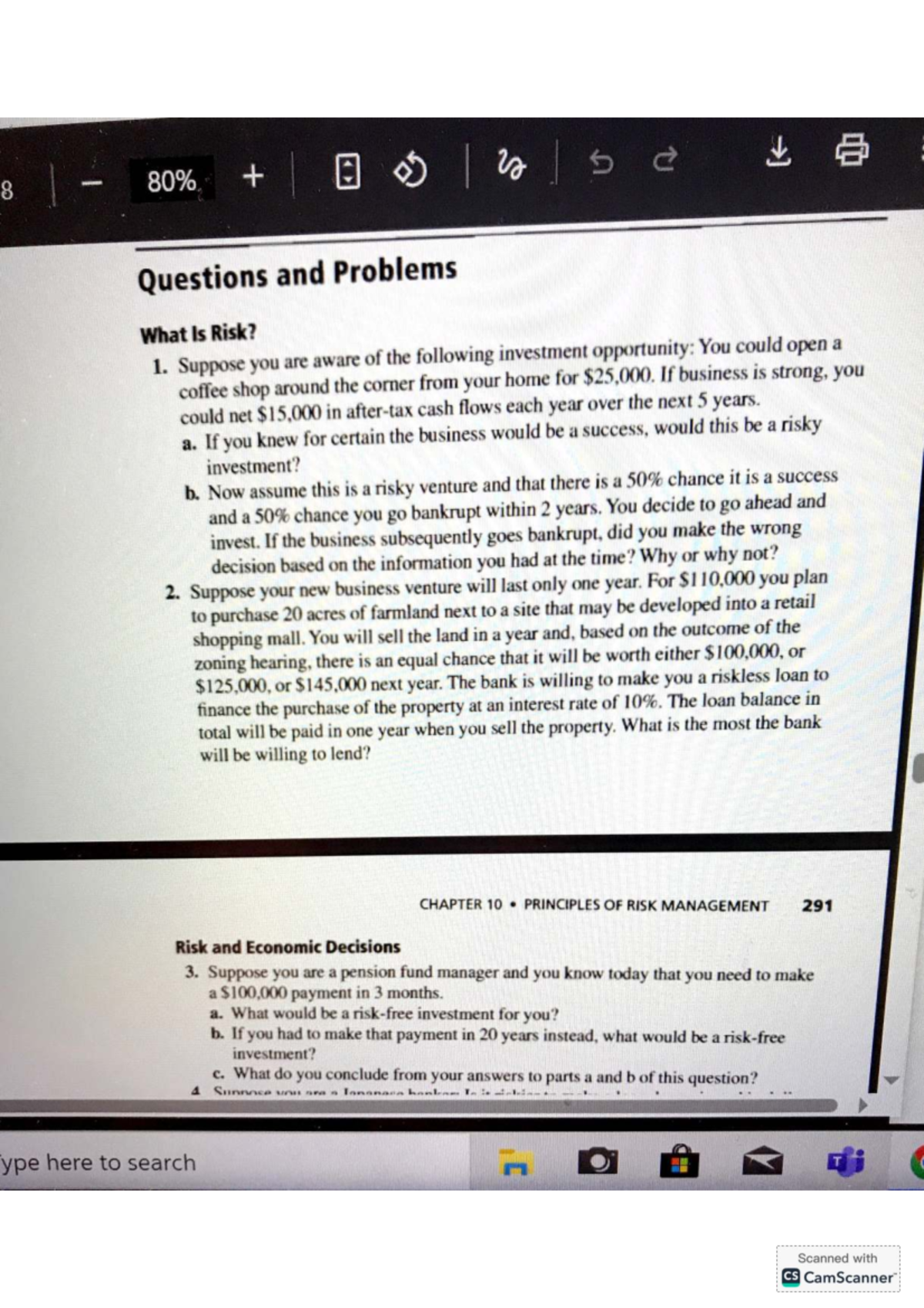 Chapter 10: Risk Management Principles and Economic Decisions (FE2 ...