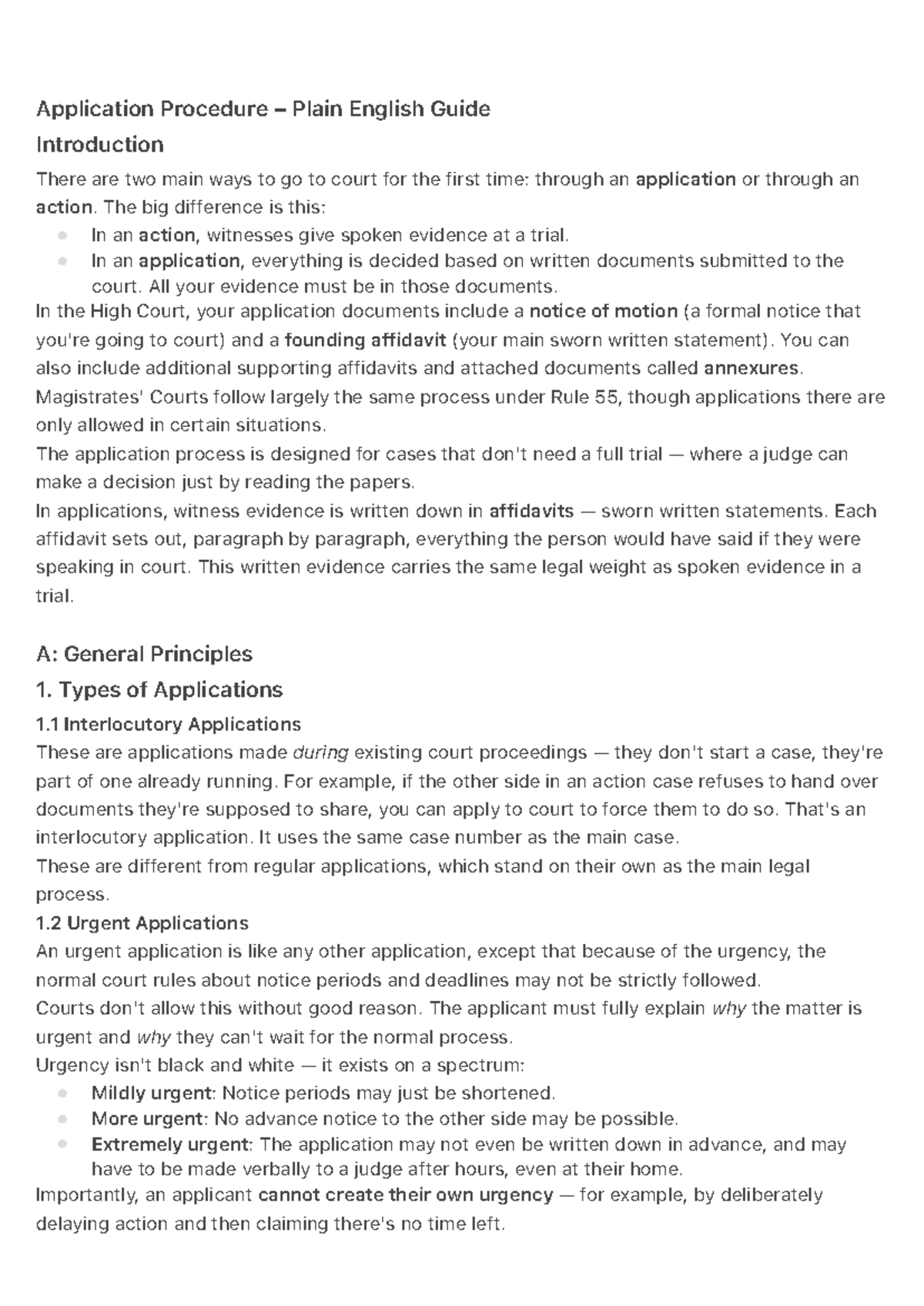 Application Procedure Guide: Understanding Court Applications - Studocu
