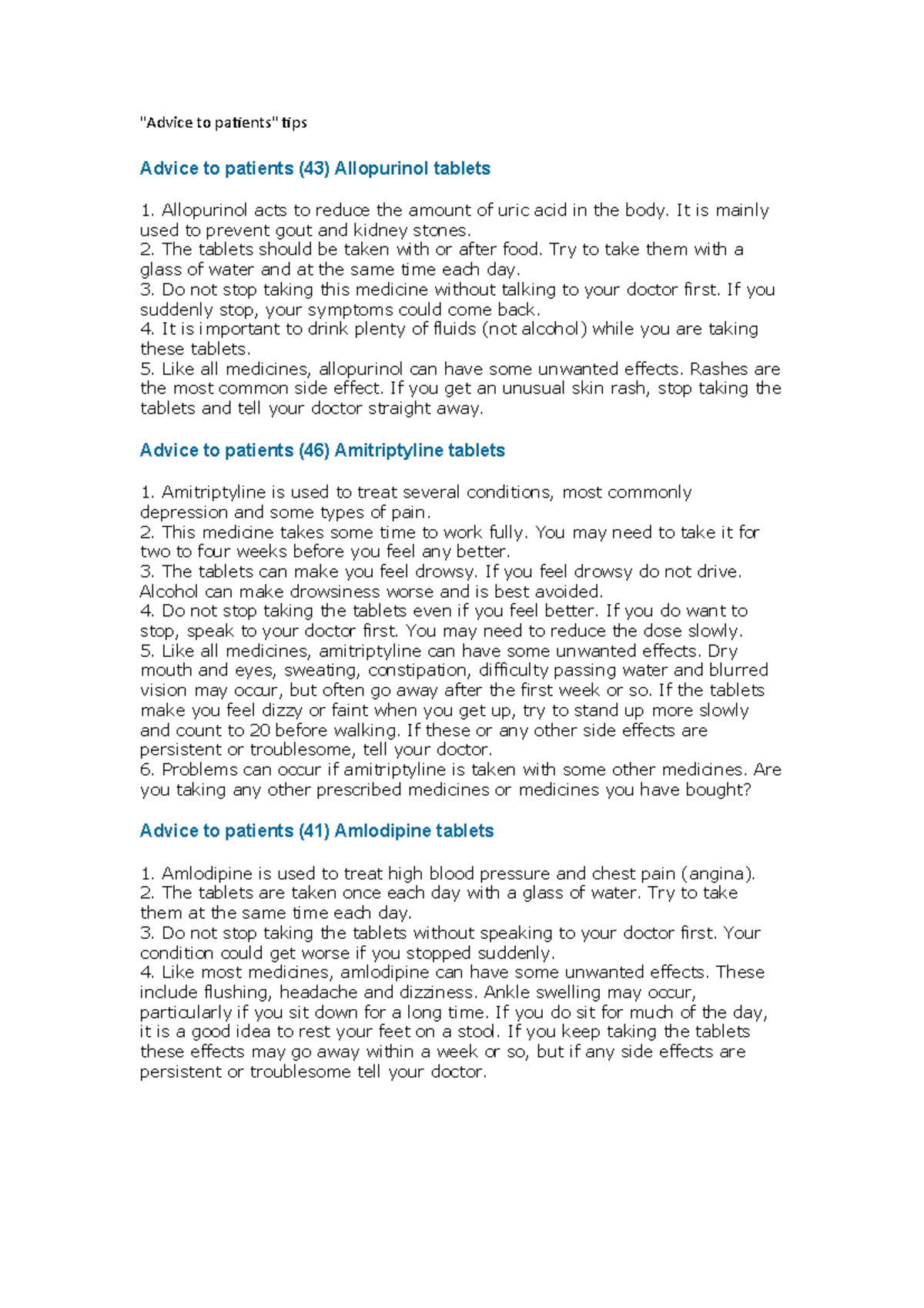 OSCE OTC Patient Counselling Notes on Medications - Studocu