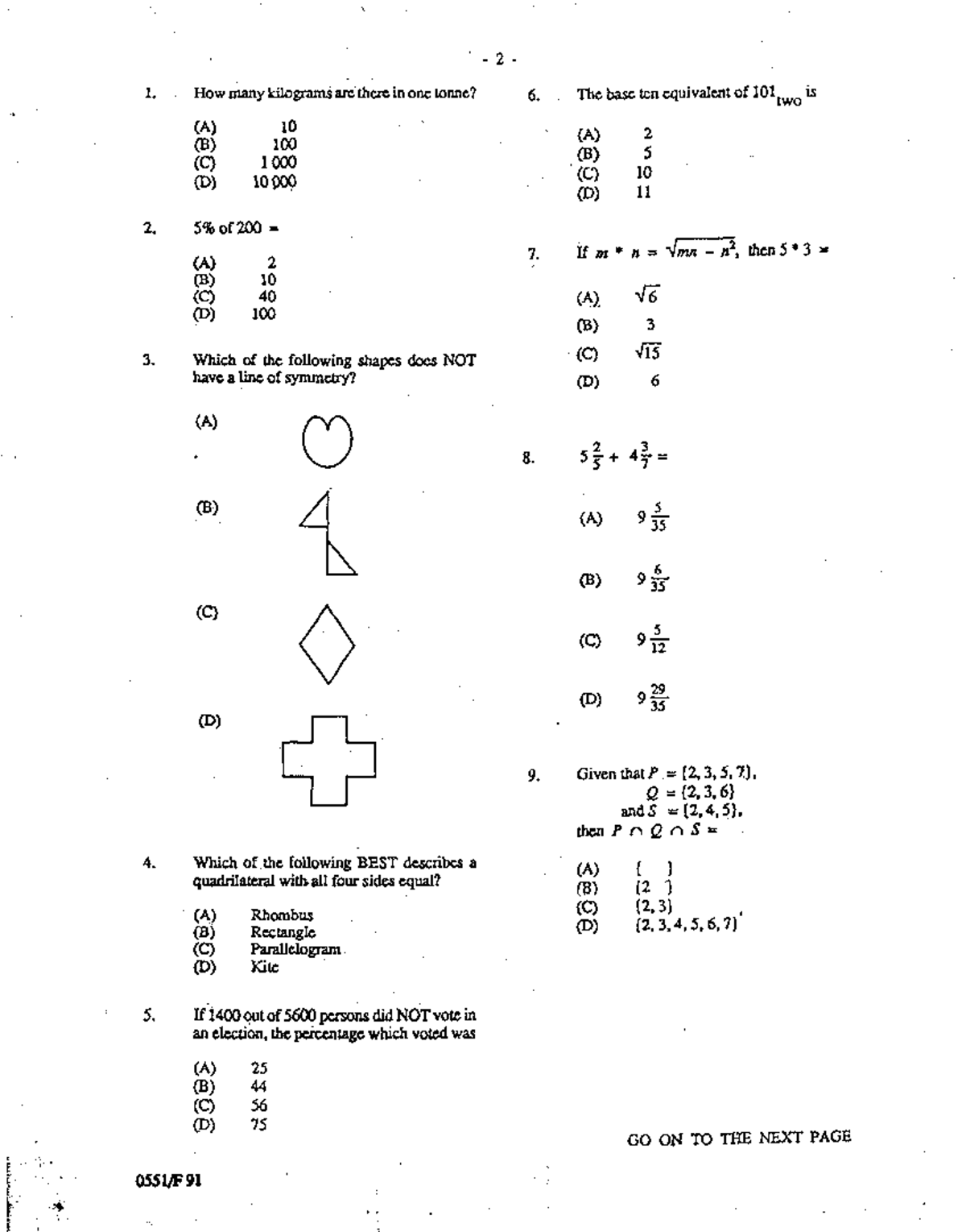 CSEC Mathematics January 1991 Paper 1 Exam Questions - Studocu