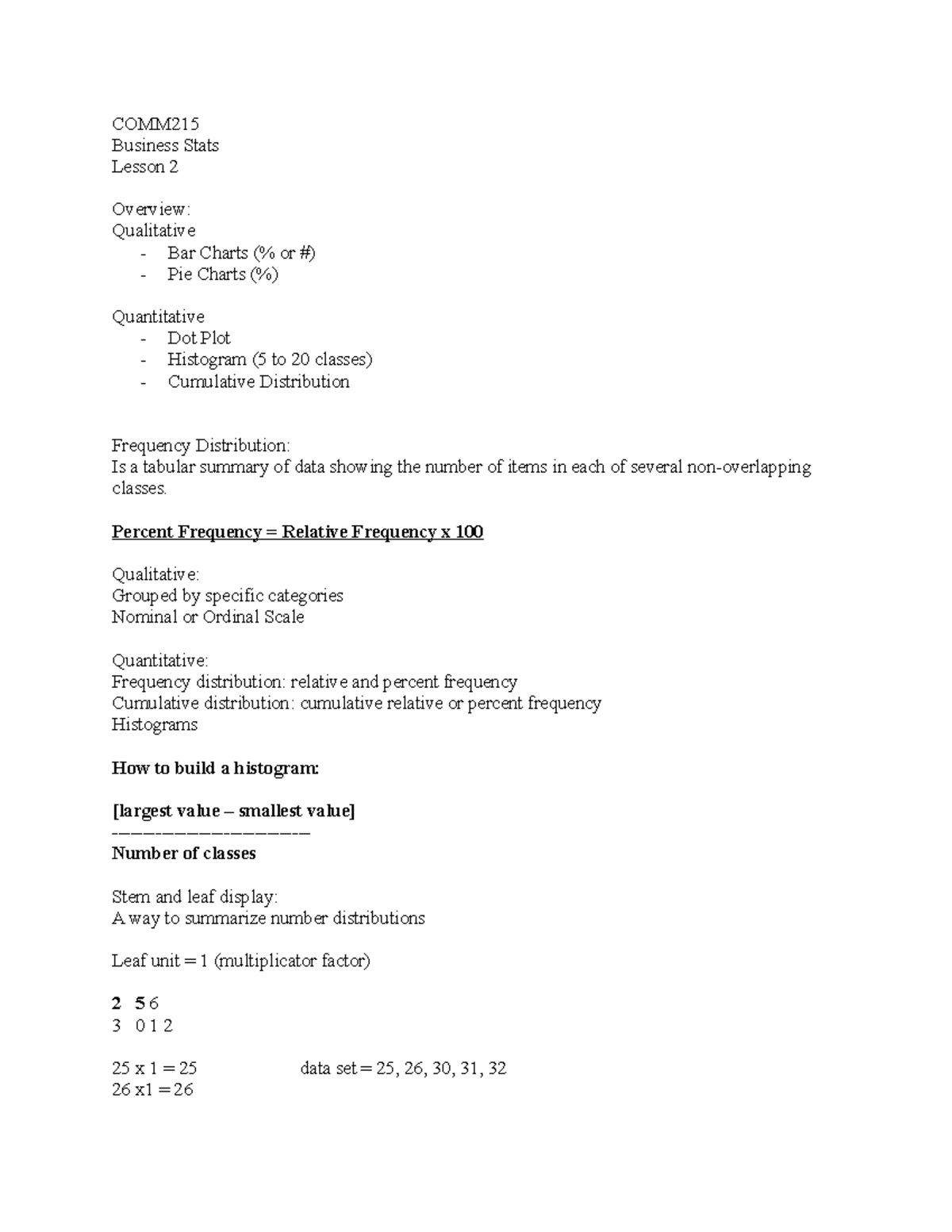 Lesson 2222 Chap 2 section ex lecture notes 2022 - COMM Business Stats ...
