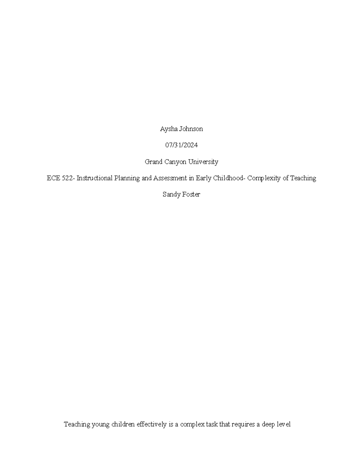Week 1 Overview of ECE 522 - Instructional Planning & DAP Techniques ...