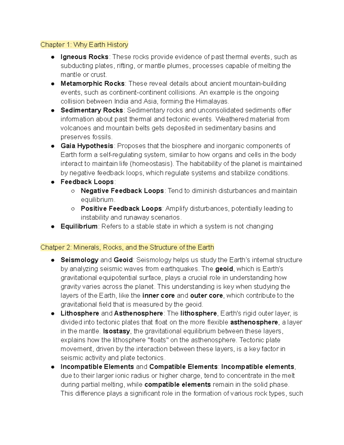 EPSC 101: Comprehensive Summary of Earth History and Geology - Studocu
