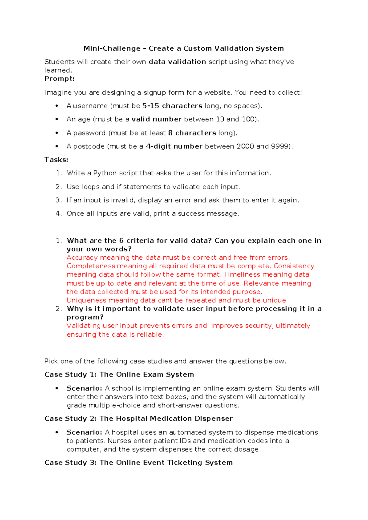 Prog 4 Data validation Cont. ye - Mini-Challenge – Create a Custom ...