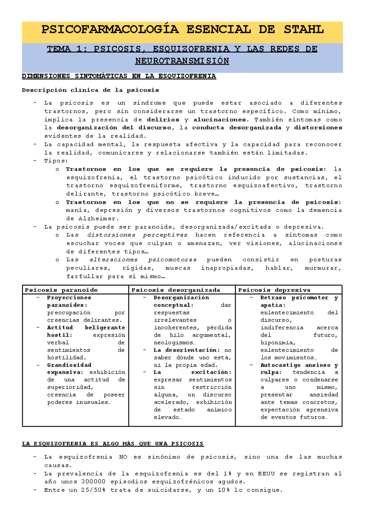 Psicofarmacología Esencial DE Stahl: Psicosis y Esquizofrenia - Document Preview