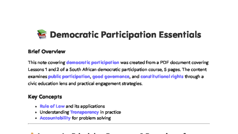 Gr 11 LO Week 7-10: Democratic Participation Overview and Key Concepts ...